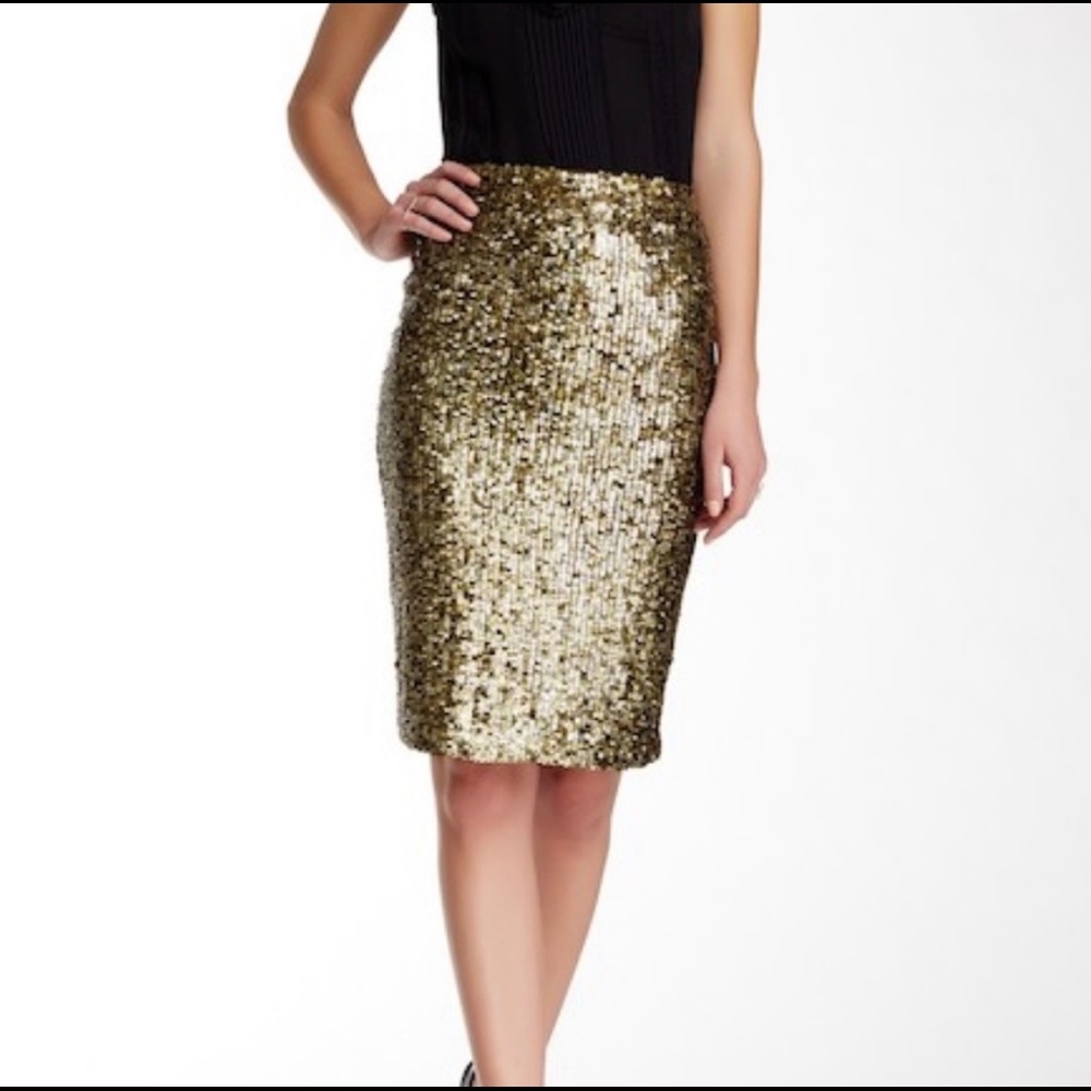 Alice + Olivia Gold Sequin Skirt